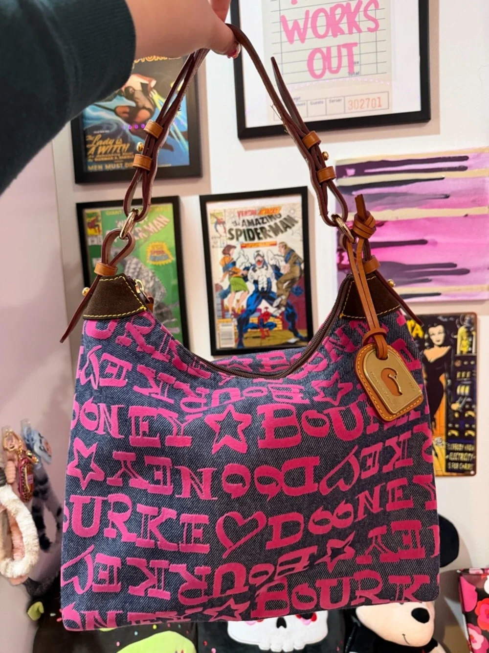ON HOLD FOR AJAY DONT BUY! Dooney & Bourke Pink Logo Canvas Hobo - Picture 3 of 11